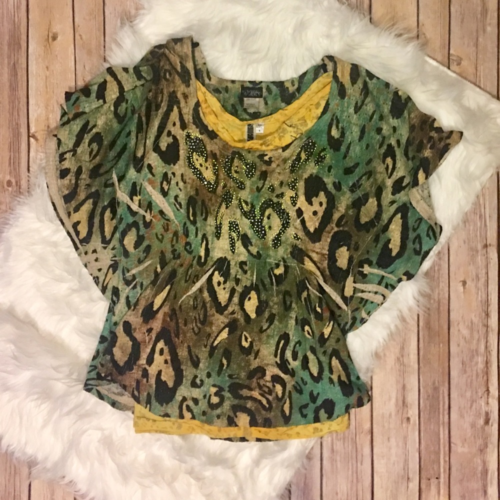 Daytrip cheetah print and beaded top